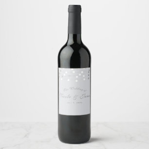 Étiquette Pour Bouteilles De Vin Lumières de chaîne grises blanches Mariage chic mo
