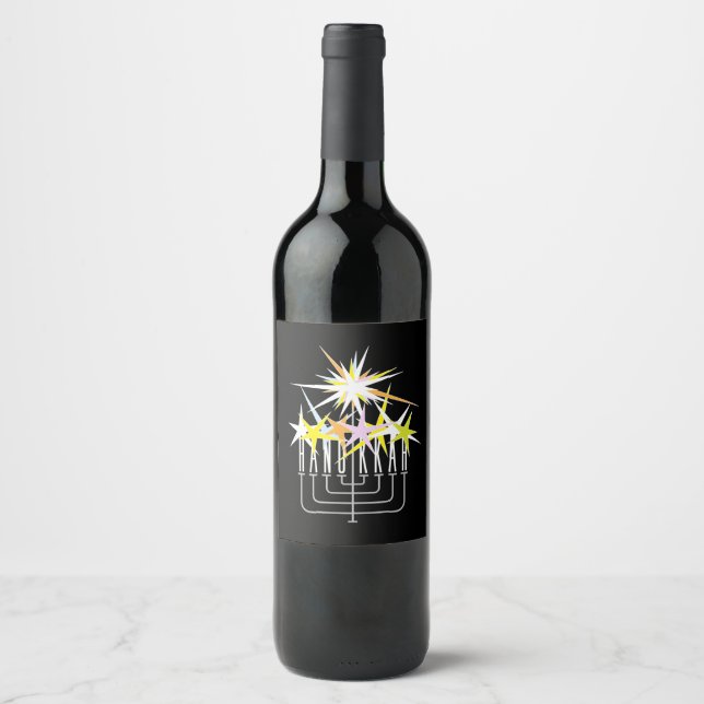 Étiquette Pour Bouteilles De Vin Lumières de Hanoukka (Devant)
