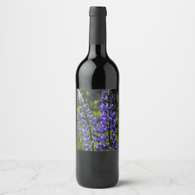 Étiquette Pour Bouteilles De Vin Lupines bleus (Devant)
