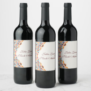 Étiquette Pour Bouteilles De Vin Luxe Fantaisiste Mariage Bordure Fleurie Style Ivo