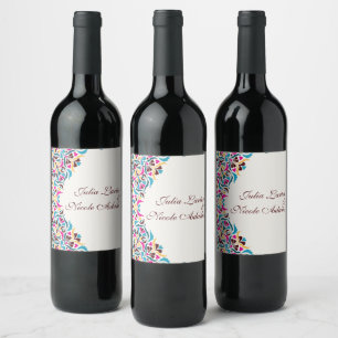 Étiquette Pour Bouteilles De Vin Luxe Fantaisiste Mariage Bordure Fleurie Style Ivo