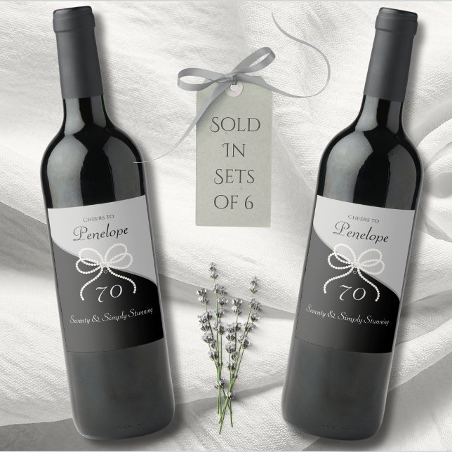 Étiquette Pour Bouteilles De Vin Luxe Moderne Simplement Époustouflant 70e Annivers (Toast to 70 years with these Modern Luxe wine labels. Simply stunning and sophisticated!)