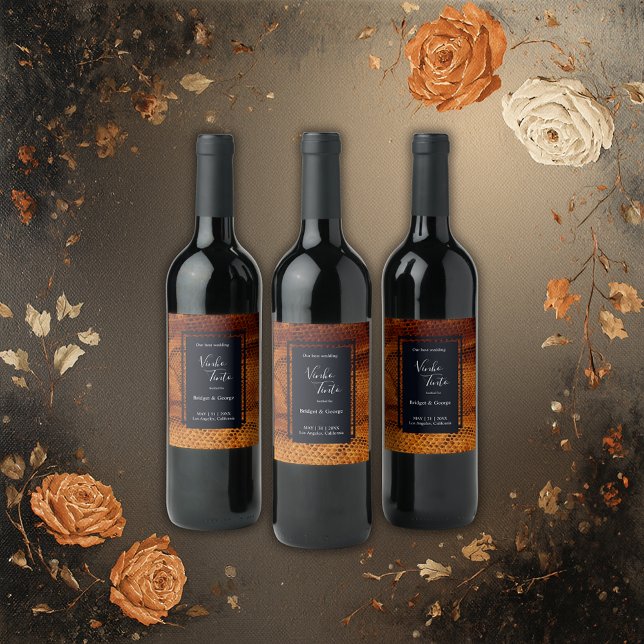 Étiquette Pour Bouteilles De Vin luxueux animal en peau de serpent sauvage mariage (Créateur téléchargé)
