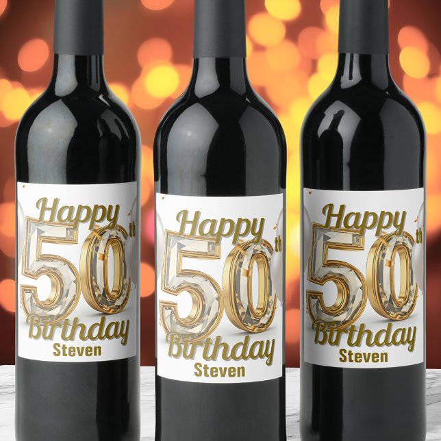 Étiquette Pour Bouteilles De Vin Luxueux et chatoyant 50e anniversaire (Créateur téléchargé)