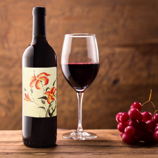 Étiquette Pour Bouteilles De Vin Lys de tigre - rouge (Créateur téléchargé)