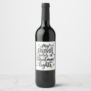 Étiquette Pour Bouteilles De Vin Ma couleur préférée est Santa Claus les lumières d