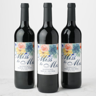 Étiquette Pour Bouteilles De Vin Mademoiselle à Madame Fleurs Succulentes Macaron S