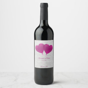 Étiquette Pour Bouteilles De Vin Magenta Heart Balloons Mariage Étiquette de vin