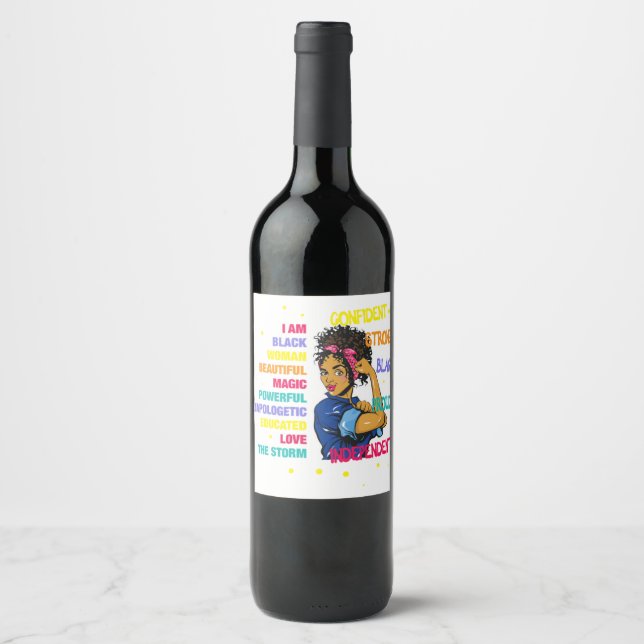 Étiquette Pour Bouteilles De Vin Magie de la fille noire instruite 77 (Devant)