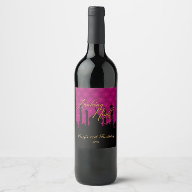 Étiquette Pour Bouteilles De Vin Magnifique Magenta, Nuits Arabes (Devant)