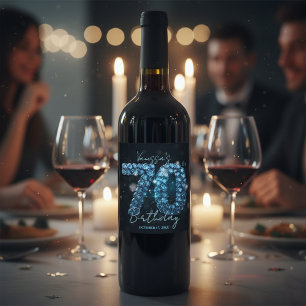 Étiquette Pour Bouteilles De Vin Magnifique Saphir Bleu Gemme 70e Anniversaire
