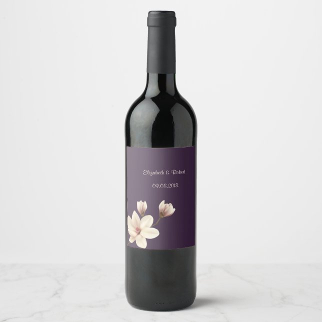 Étiquette Pour Bouteilles De Vin Magnolia Chic Élégant (Devant)