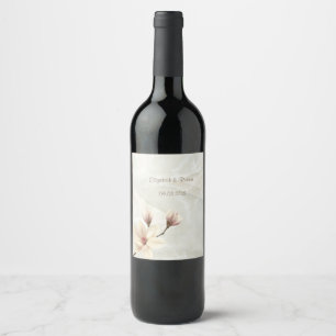 Étiquette Pour Bouteilles De Vin Magnolia Chic Élégant, Marbre Blanc