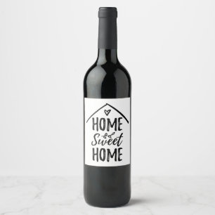 Étiquette Pour Bouteilles De Vin Main noire et blanche tirée à la maison Citation
