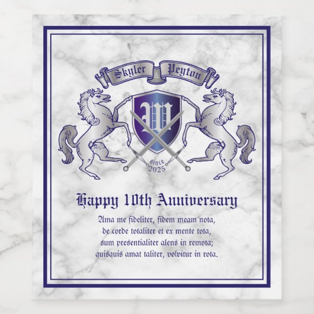 Étiquette Pour Bouteilles De Vin Make Your Own Coat of Arms Silver Horse (Étiquettes simples)