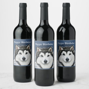 Étiquette Pour Bouteilles De Vin Malamute d'Alaska