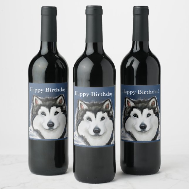 Étiquette Pour Bouteilles De Vin Malamute d'Alaska (Bouteilles)