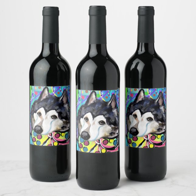 Étiquette Pour Bouteilles De Vin Malamute d'Alaska (Bouteilles)