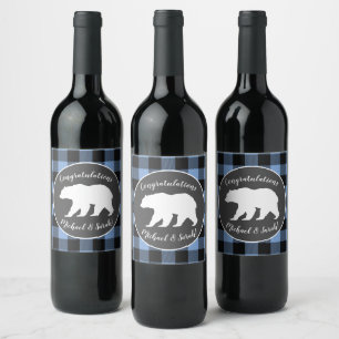 Étiquette Pour Bouteilles De Vin Mama Bear Baby shower Woodland Lodge Boy Blue