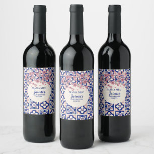 Étiquette Pour Bouteilles De Vin Mama Mia Baby Shower Cerisiers en Fleur