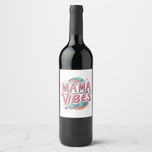 Étiquette Pour Bouteilles De Vin Mama Vibes (Devant)