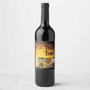 Étiquette Pour Bouteilles De Vin Maman mignonne, Frankenstein, Dracula, loup-garou