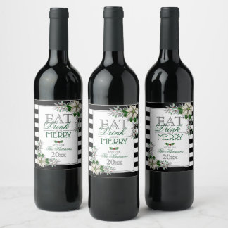 Étiquette Pour Bouteilles De Vin Mangez Boire et Soyez Joyeux Noël
