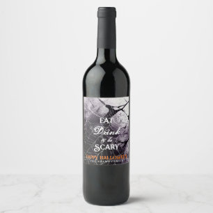 Étiquette Pour Bouteilles De Vin Mangez Boire & Soyez Effrayant Spider Web Happy Ha