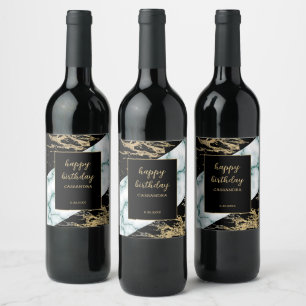 Étiquette Pour Bouteilles De Vin Marbre blanc or Paint Paint Texture Anniversaire
