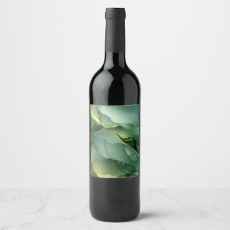 Étiquette Pour Bouteilles De Vin Marbre vert or