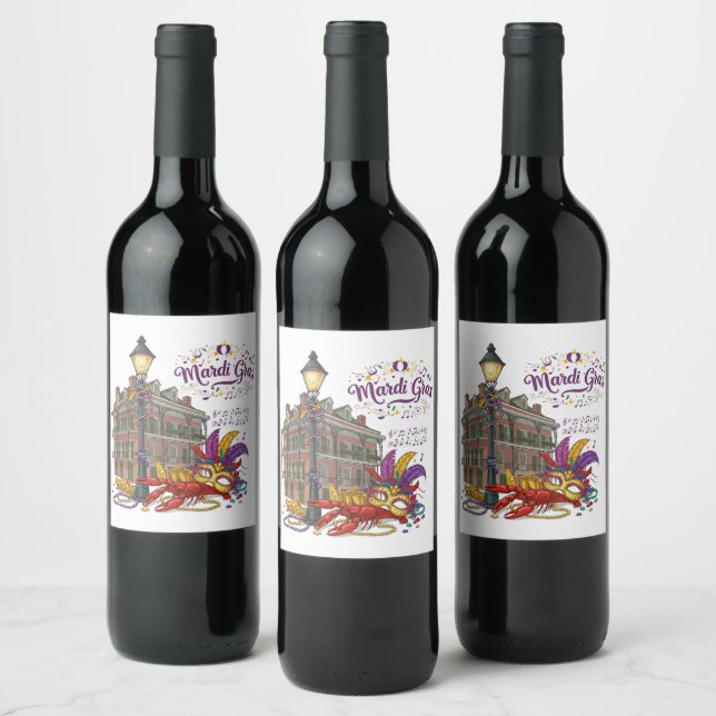 Étiquette Pour Bouteilles De Vin Mardi Gras (Bouteilles)