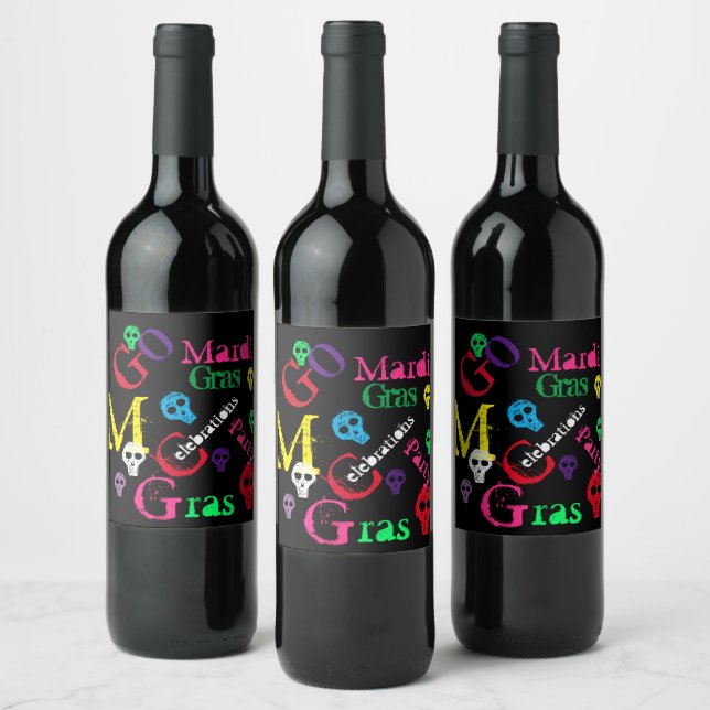 ÉTIQUETTE POUR BOUTEILLES DE VIN MARDI GRAS (Bouteilles)