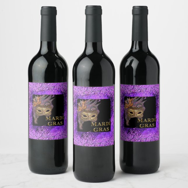 Étiquette Pour Bouteilles De Vin Mardi Gras (Bouteilles)