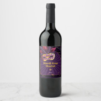 Étiquette Pour Bouteilles De Vin Mardi Gras Mascarade, Fête du Mardi Gras