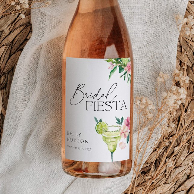 Étiquette Pour Bouteilles De Vin Margarita Fiesta mexicaine Enterrement de vie de j (Créateur téléchargé)