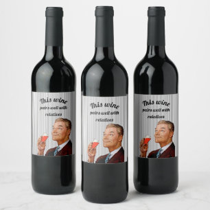 Étiquette Pour Bouteilles De Vin Mari Retro Drôle Citation Vin
