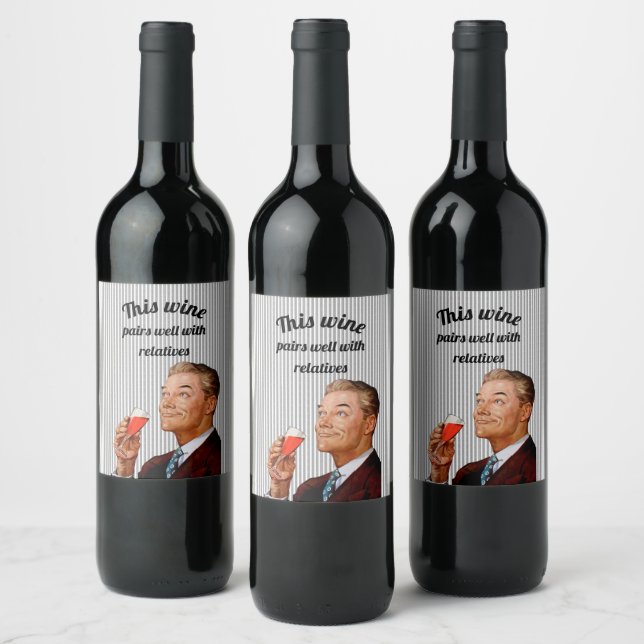 Étiquette Pour Bouteilles De Vin Mari Retro Drôle Citation Vin (Bouteilles)