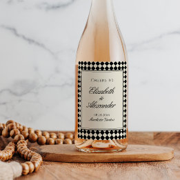 Étiquette Pour Bouteilles De Vin Mariage à carreaux de diamant rétro à l'ancienne