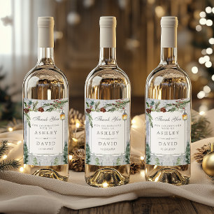 Étiquette Pour Bouteilles De Vin Mariage à la lanterne botanique chic pin rustique 