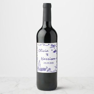 Étiquette Pour Bouteilles De Vin Mariage à main blanche