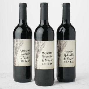 Étiquette Pour Bouteilles De Vin Mariage agricole de campagne d'orge séchée