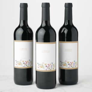 Étiquette Pour Bouteilles De Vin Mariage Aquarelle Fantaisiste