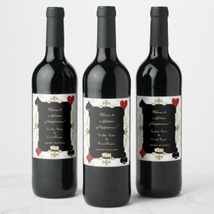 Étiquette Pour Bouteilles De Vin Mariage au Casino Glamour Gold Vegas Poker