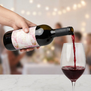 Étiquette Pour Bouteilles De Vin Mariage au marbre rose et or
