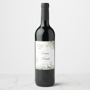 Étiquette Pour Bouteilles De Vin Mariage aux Fleurs Blanches avec une Citation Drôl