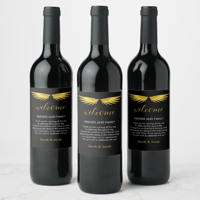Étiquette Pour Bouteilles De Vin Mariage Black Gold (Bouteilles)