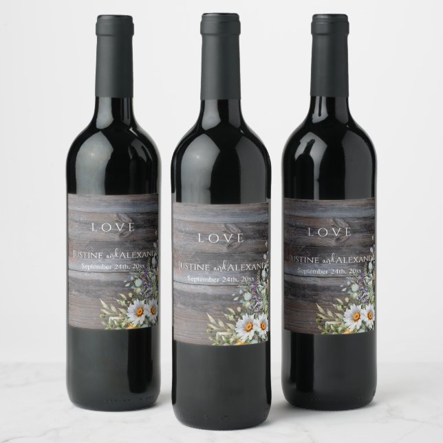 Étiquette Pour Bouteilles De Vin Mariage blanc de marguerite (Bouteilles)