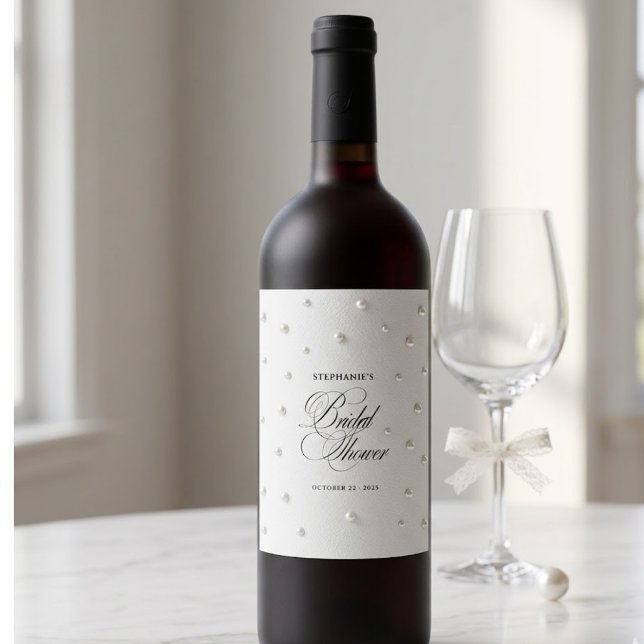 Étiquette Pour Bouteilles De Vin Mariage Blanc Perles (Créateur téléchargé)