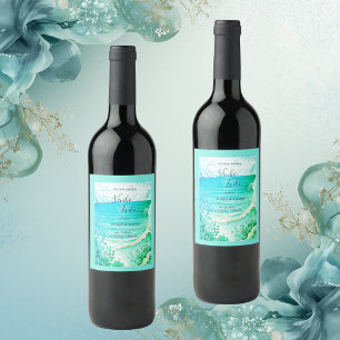 Étiquette Pour Bouteilles De Vin mariage bleu côtier