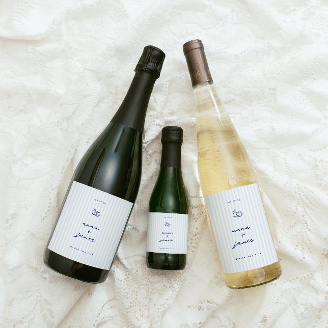 Étiquette Pour Bouteilles De Vin Mariage bleu lunaire (Créateur téléchargé)